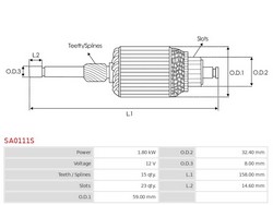 Якір стартера VOLKSWAGEN 036911311D VOLKSWAGEN